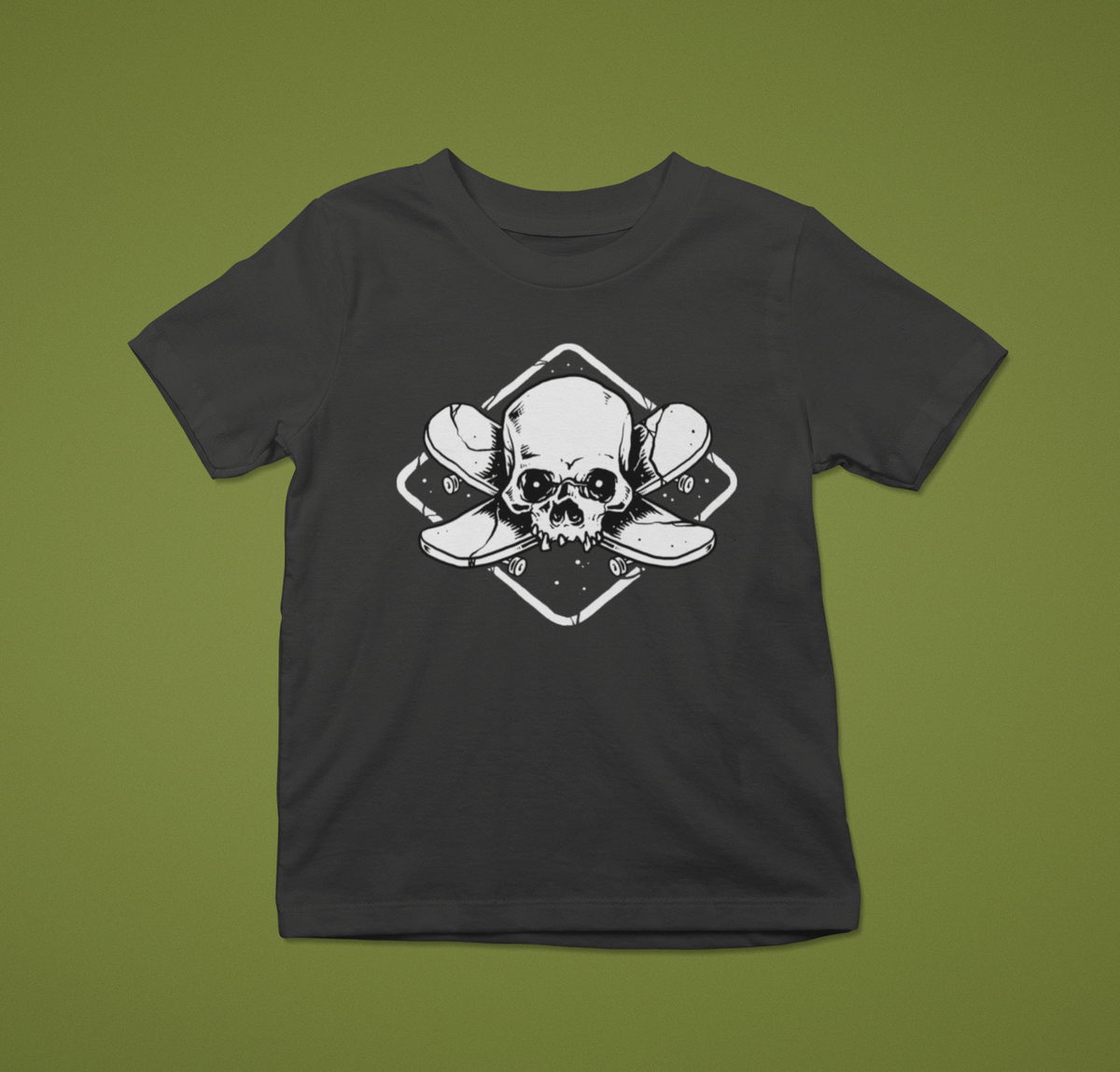 Grind Till Death – Skull Skate - Kid's T-Shirt (Black)