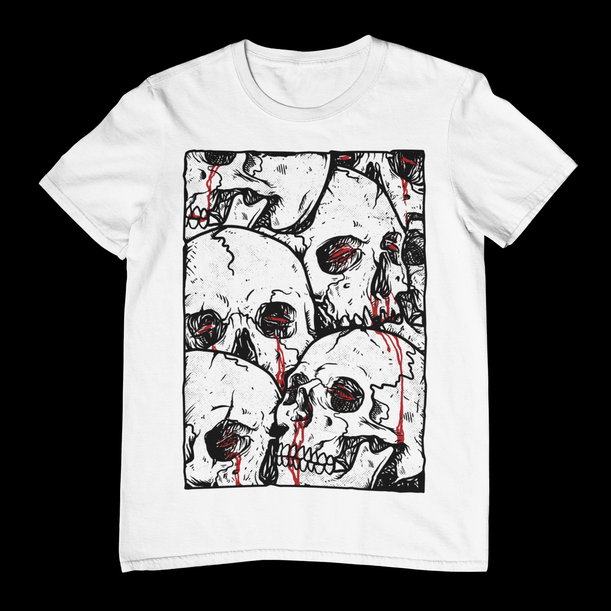BLEEDING SKULLS Unisex T-Shirt (White)