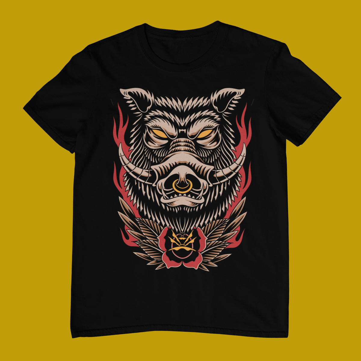 BLOOD TUSK WILD BOAR – Traditional Unisex T-Shirt (Black)