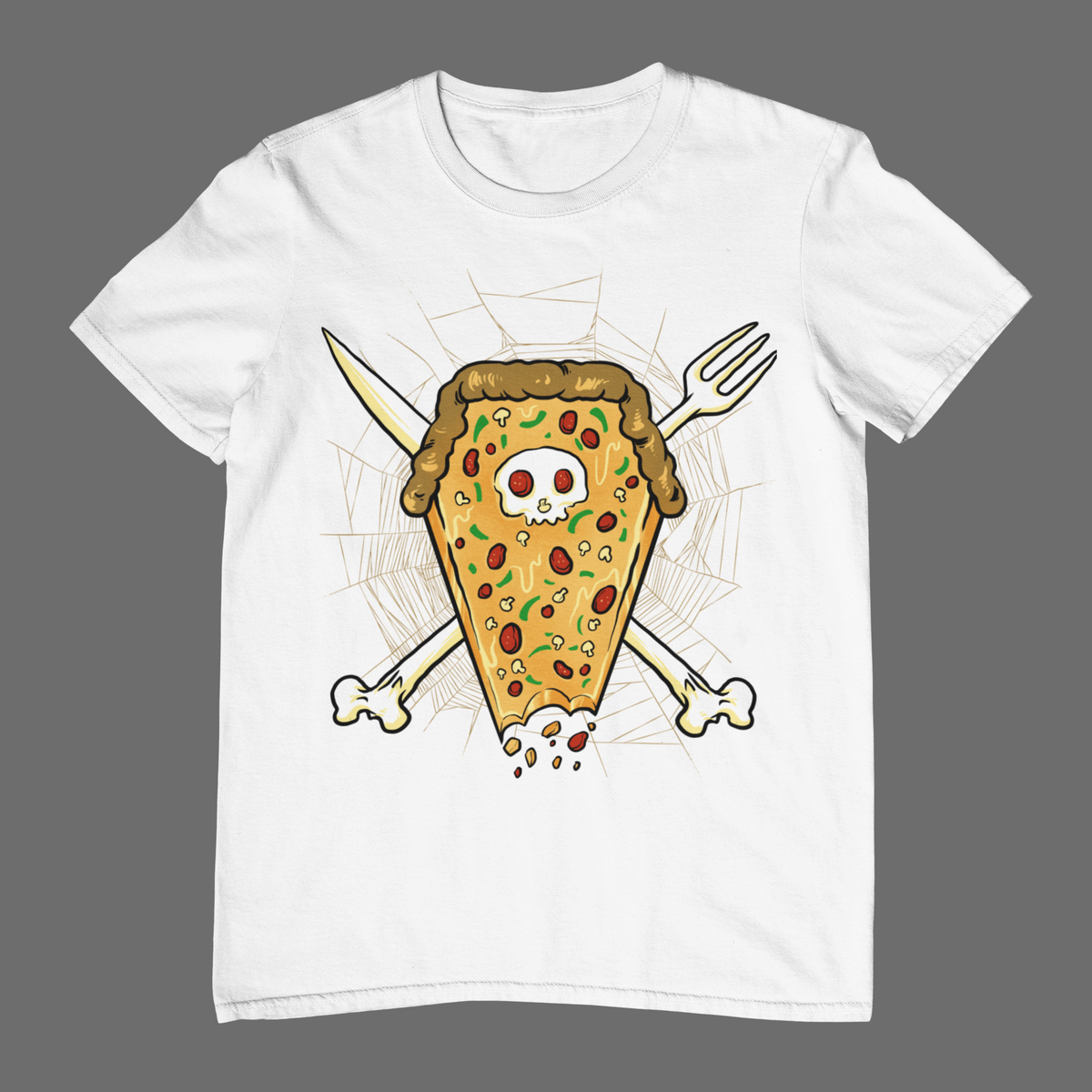 PIZZA COFFIN SKULL Unisex T-Shirt (White)