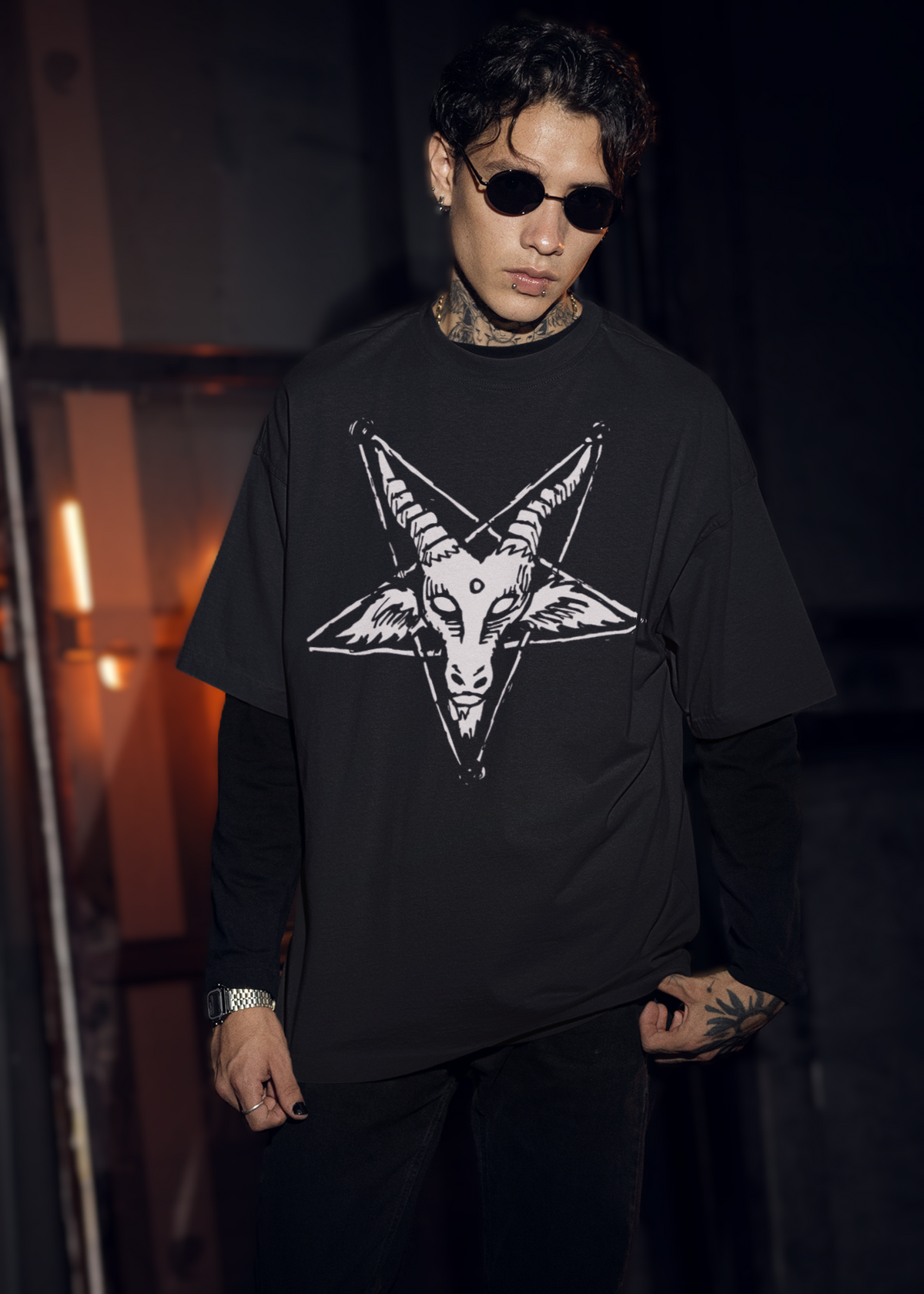 BLACK RITUAL - PENTAGRAM GOAT - OVERSIZED T-Shirt