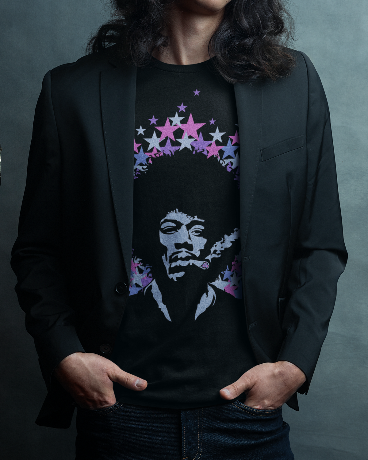 VINTAGE ROCK ICON JH – Abstract Portrait Unisex T-Shirt