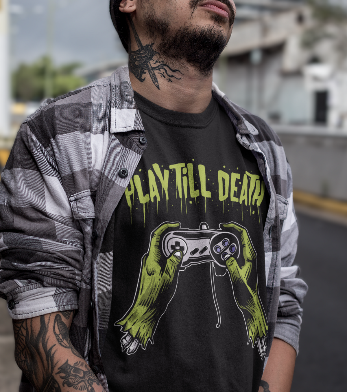 PLAY TILL DEATH – Zombie Gamer Controller Unisex T-Shirt