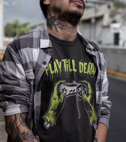 PLAY TILL DEATH – Zombie Gamer Controller Unisex T-Shirt