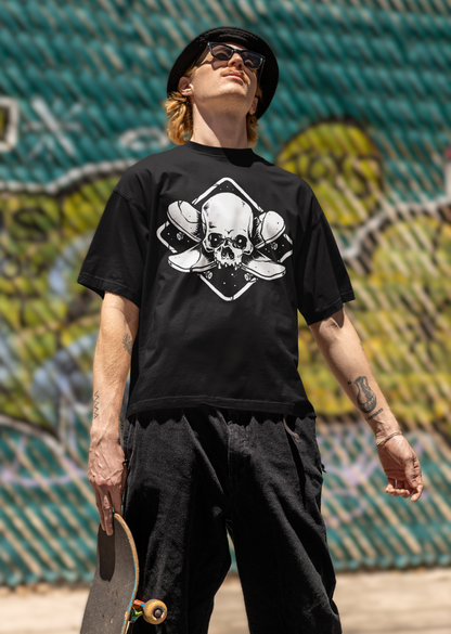 GRIND TILL DEATH – Skull Skate OVERSIZED T-Shirt (Black)