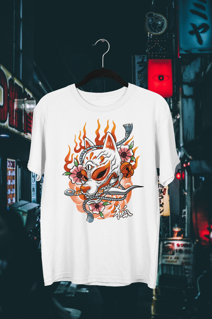 FOXFIRE KITSUNE BLADE - OVERSIZED T-Shirt (White)
