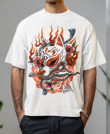 FOXFIRE KITSUNE BLADE - OVERSIZED T-Shirt (White)