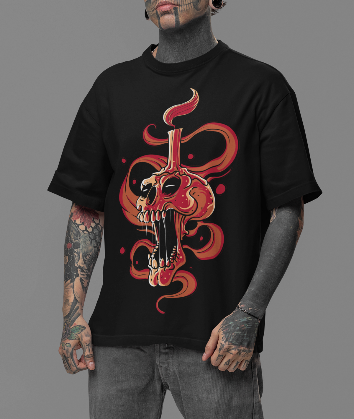HELLFLAME SKULL - OVERSIZED T-Shirt
