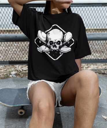 GRIND TILL DEATH – Skull Skate OVERSIZED T-Shirt (Black)