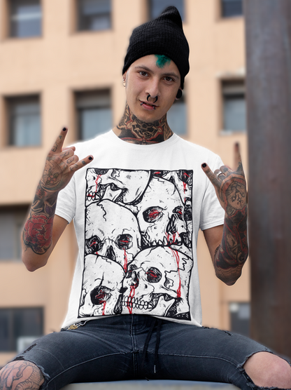 BLEEDING SKULLS Unisex T-Shirt (White)