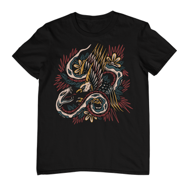 EAGLE & SERPENT – Traditional Tattoo-Style Unisex T-Shirt (Black)