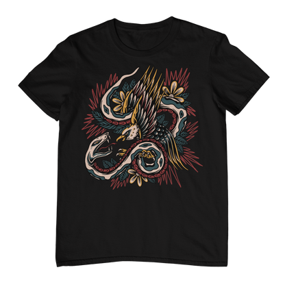 EAGLE & SERPENT – Traditional Tattoo-Style Unisex T-Shirt (Black)