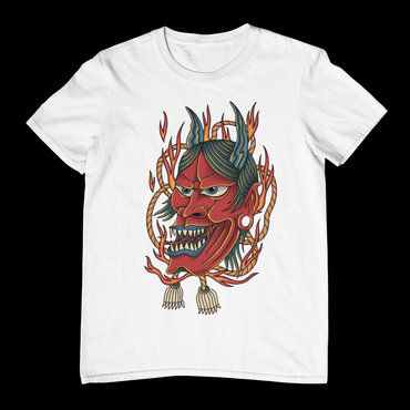 RAGING ONI FIRE MASK Traditional Unisex T-Shirt (White)