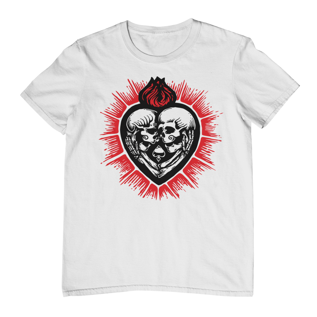 SACRED FLAMING SKULL HEART Unisex T-Shirt