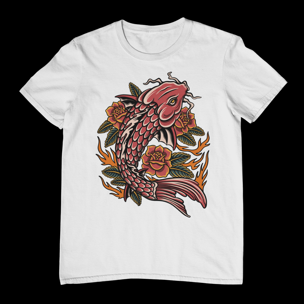 SCARLET KOI RISING – Traditional Irezumi Unisex T-Shirt (White)