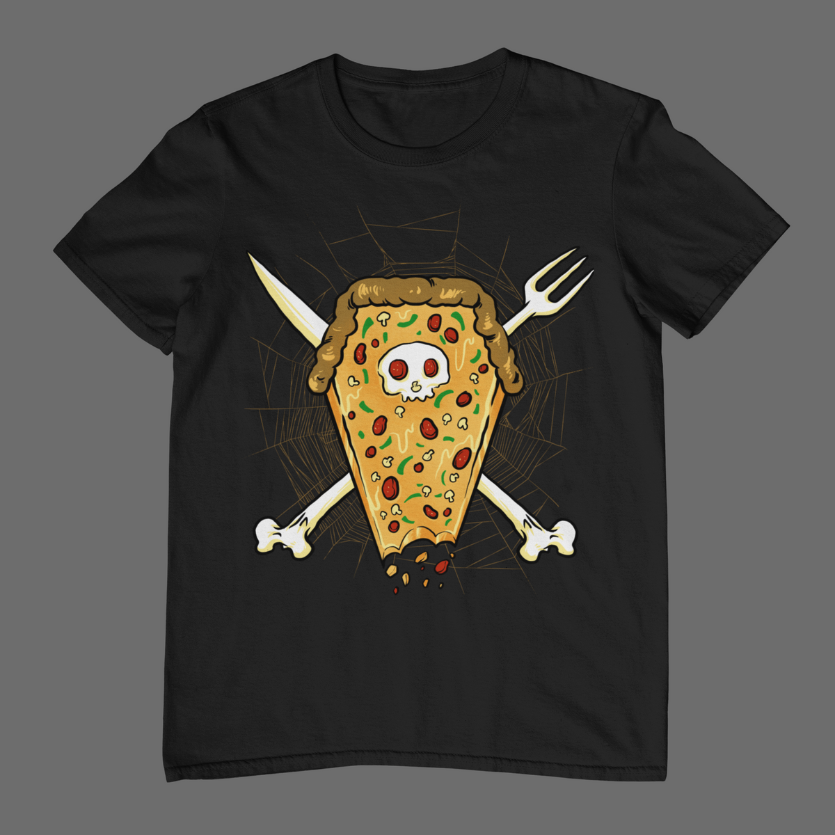 PIZZA COFFIN SKULL Unisex T-Shirt (Black)