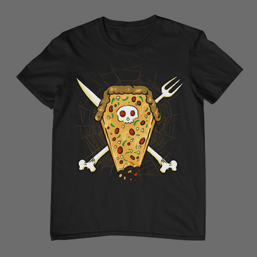 PIZZA COFFIN SKULL Unisex T-Shirt (Black)