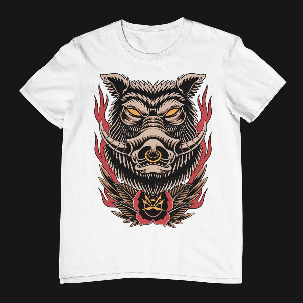 BLOOD TUSK WILD BOAR – Traditional Unisex T-Shirt (White)