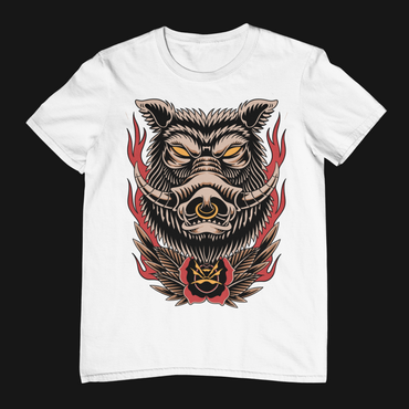 BLOOD TUSK WILD BOAR – Traditional Unisex T-Shirt (White)