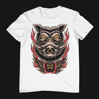 BLOOD TUSK WILD BOAR – Traditional Unisex T-Shirt (White)