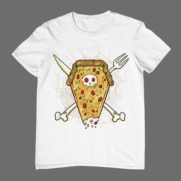 PIZZA COFFIN SKULL Unisex T-Shirt (White)