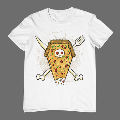 PIZZA COFFIN SKULL Unisex T-Shirt (White)