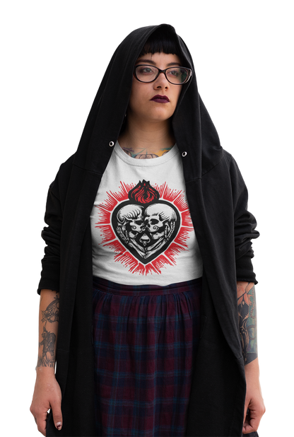SACRED FLAMING SKULL HEART Unisex T-Shirt